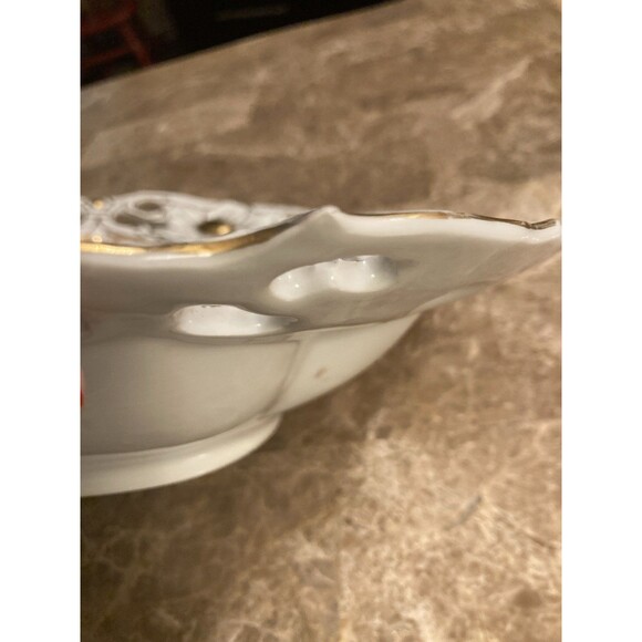 Continental European Parcel White Porcelain Cabinet Bowl Gilt Decoration Gold - Picture 6 of 7